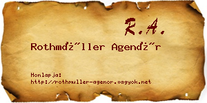 Rothmüller Agenór névjegykártya